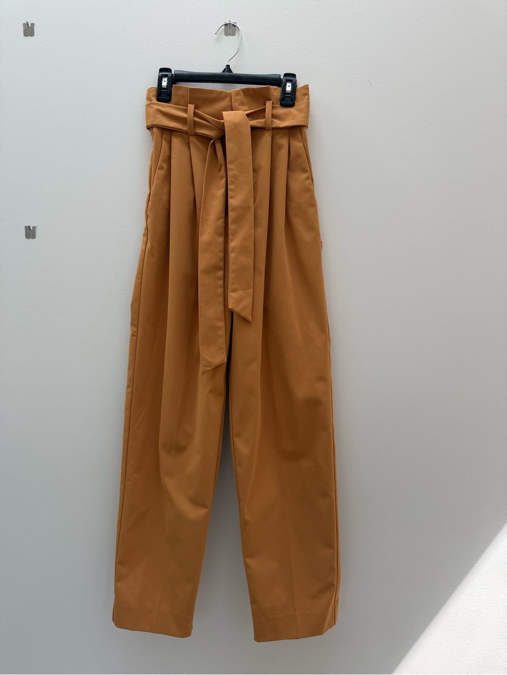 H&M Tan Paperbag Waist Chinos with Self-Tie Belt